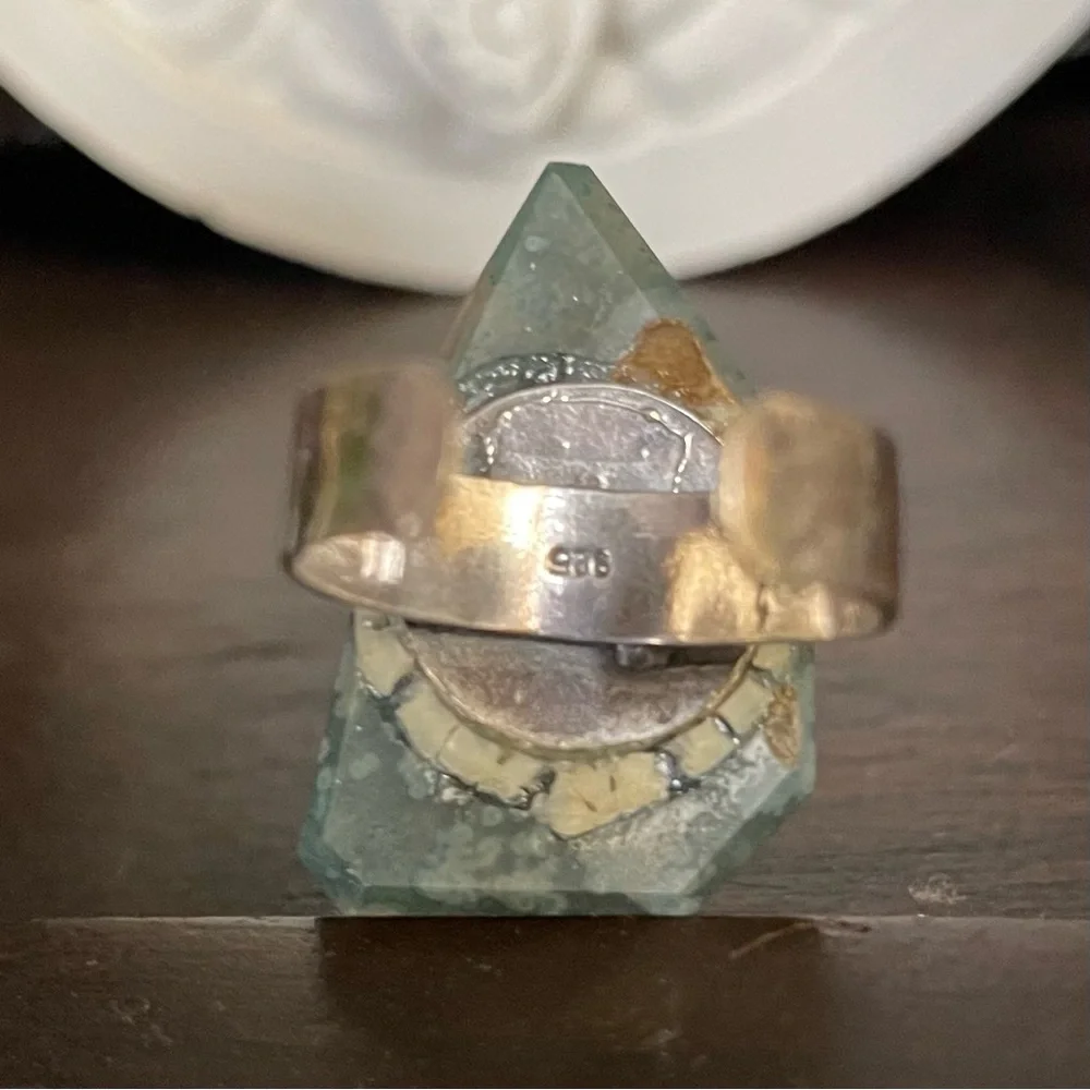 Natural Chunky Amethyst Druzy Crystal Silver Ring adjustable 925